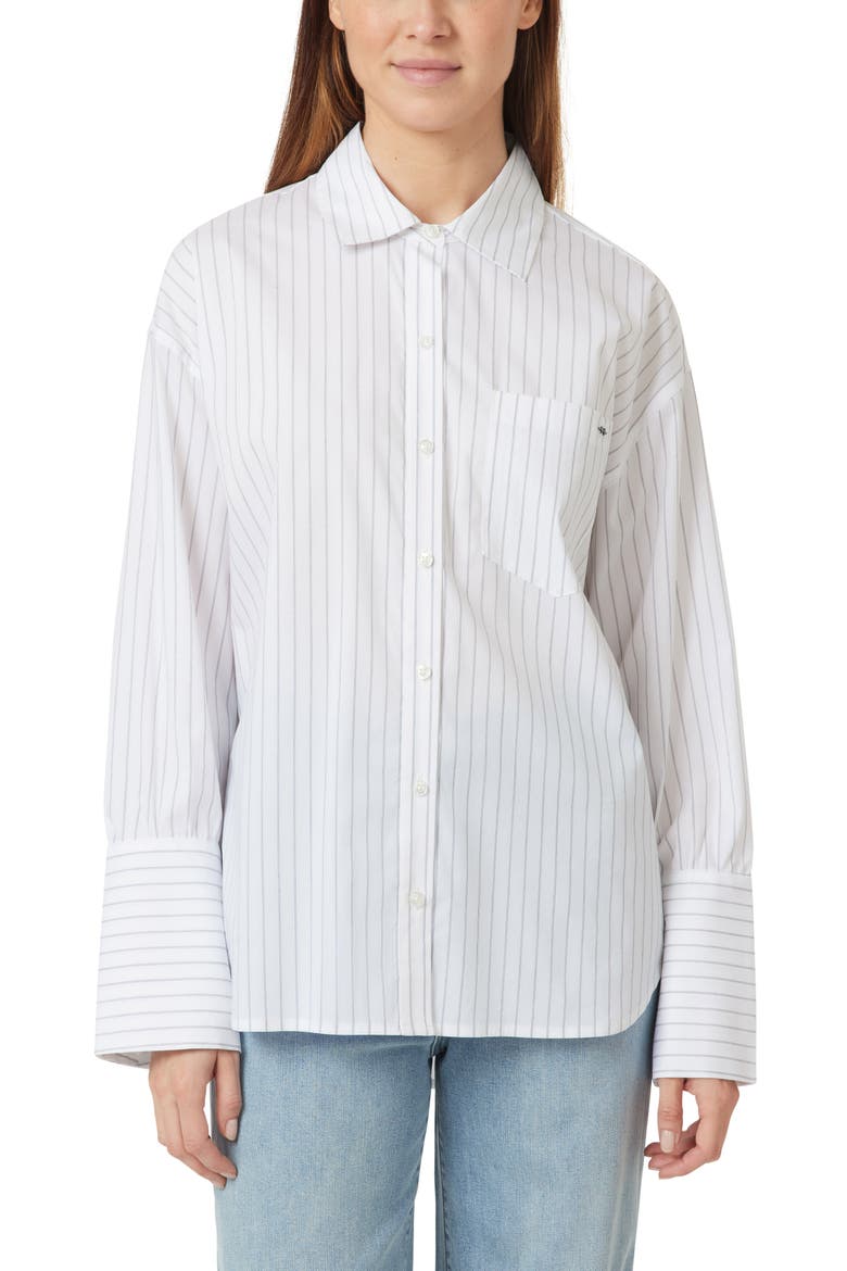 Oversize Stripe Poplin Button-Up Shirt, Main, color, BRIGHT WHITE STRIPE