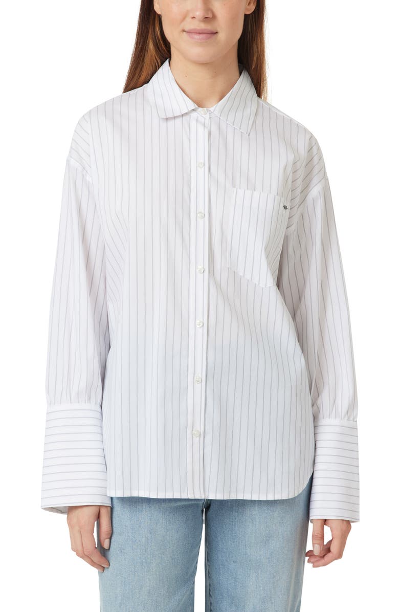Habitual Oversize Stripe Poplin Button-Up Shirt, Main, color, Bright White Stripe