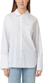 Habitual Oversize Stripe Poplin Button-Up Shirt