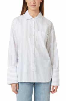 Habitual Oversize Stripe Poplin Button-Up Shirt