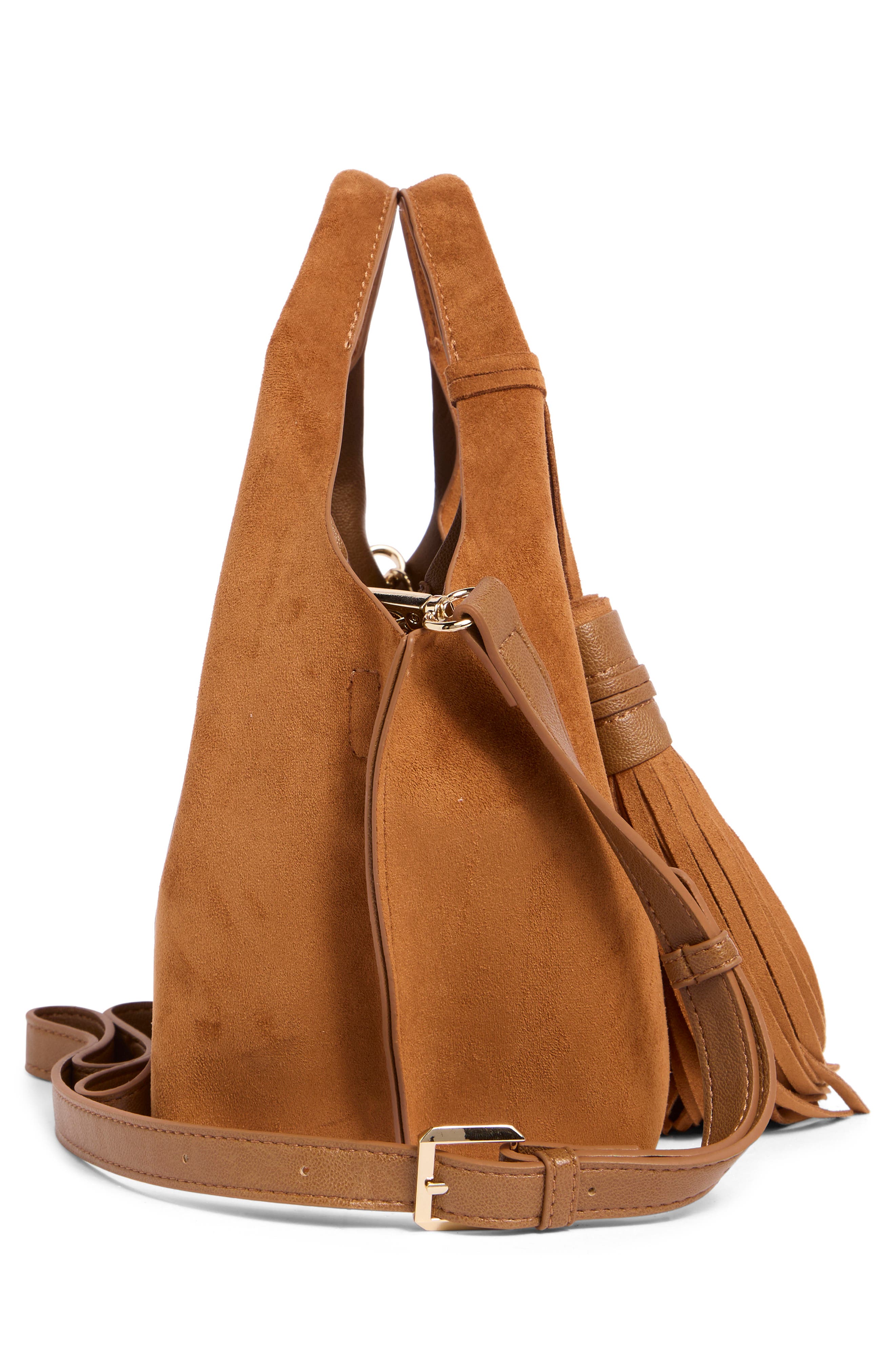 Galen Faux Suede Crossbody Bag, Alternate, color, COGNAC