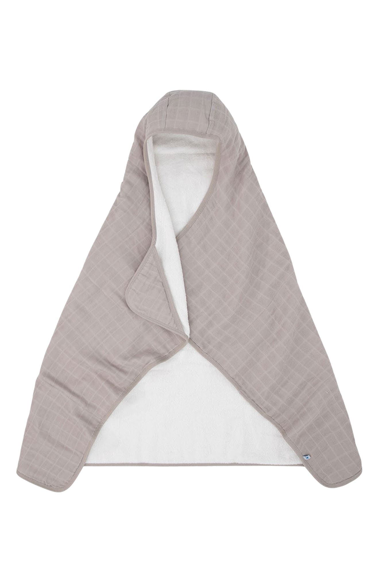 little unicorn Cotton Muslin & Terry Hooded Towel in Porpoise 