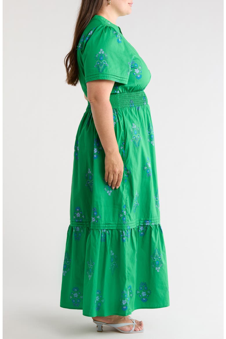 Halina Floral Smocked Waist Cotton Maxi Dress, Alternate, color, KELLY/ BLUES