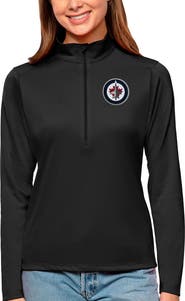 ANTIGUA Women's Antigua Black Winnipeg Jets Tribute Quarter-Zip Pullover Top