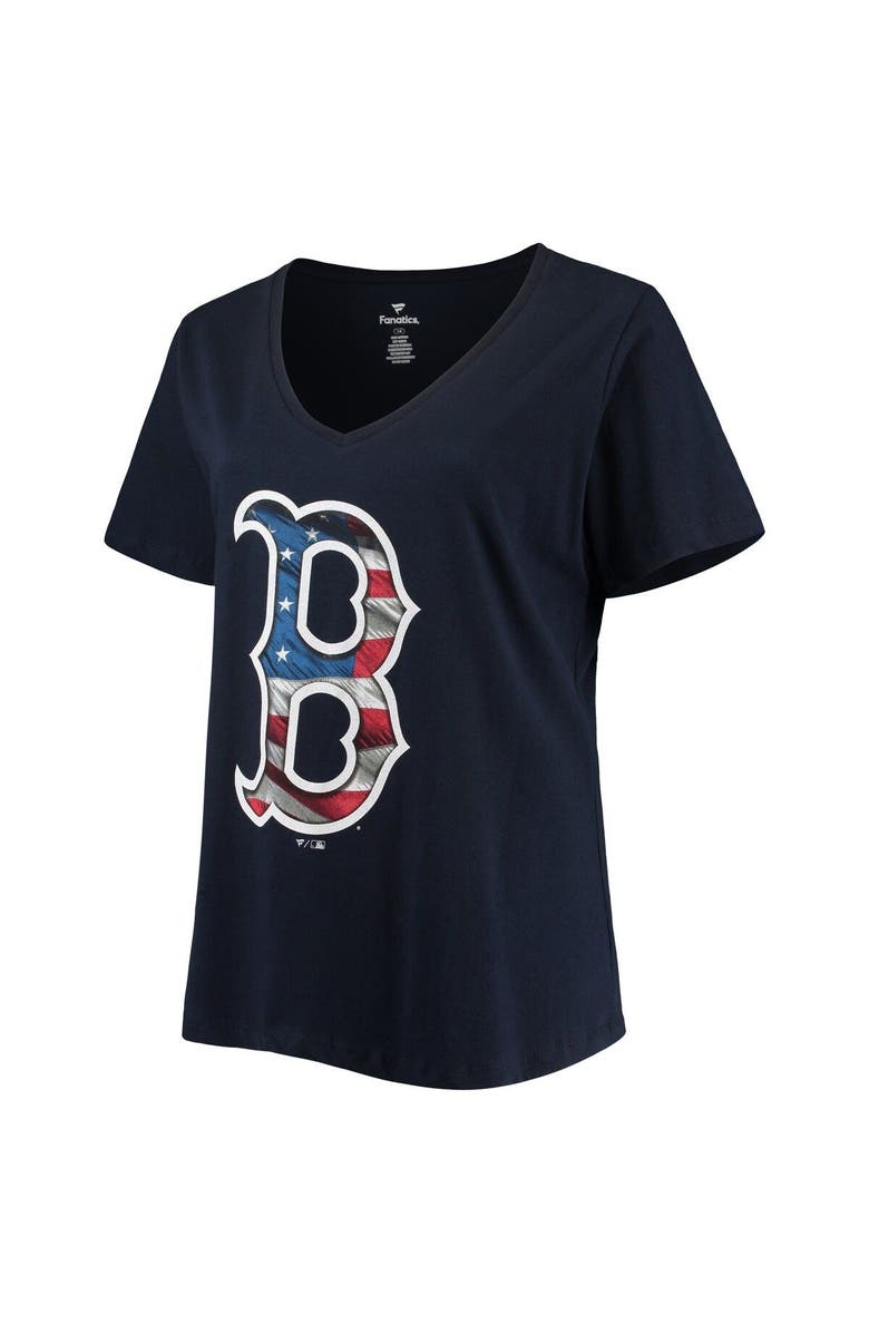 PROFILE Women's Navy Boston Red Sox Plus Size Banner V-Neck T-Shirt, Alternate, color,