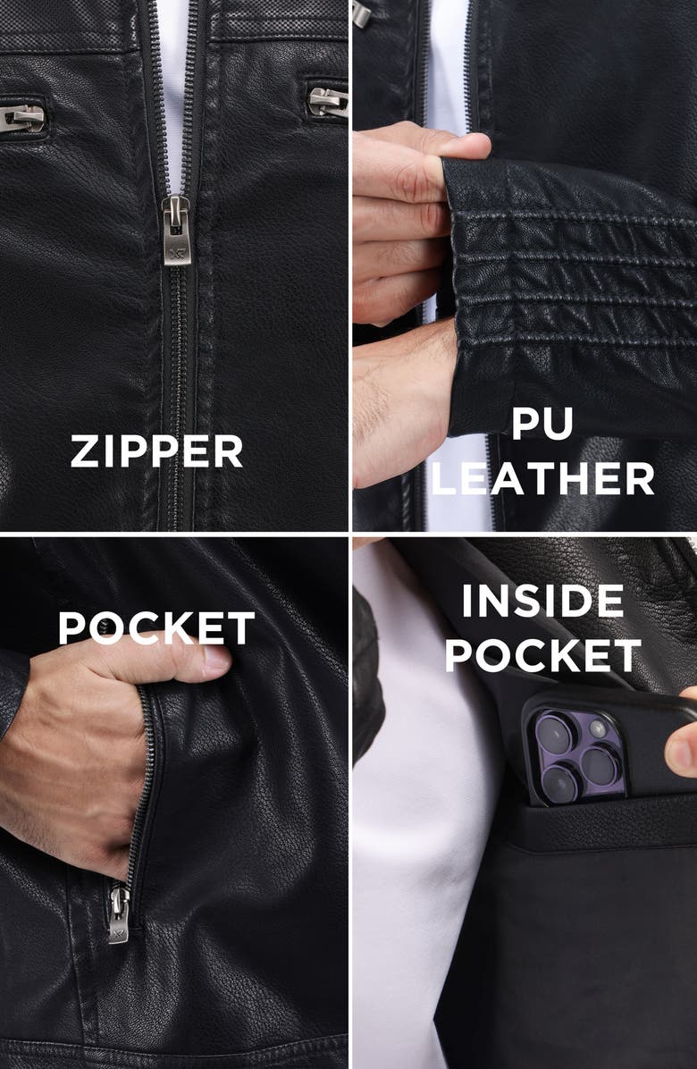 XRAY Faux Leather Moto Jacket, Alternate, color, Black