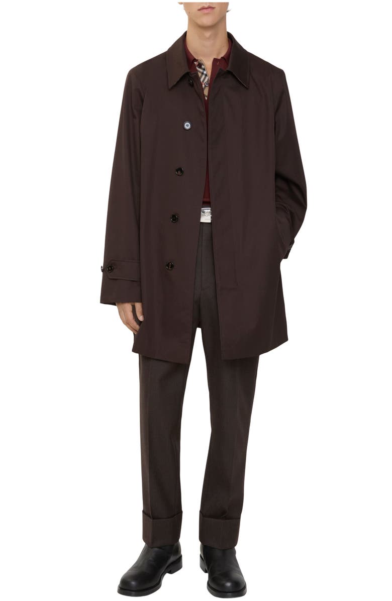 Burberry Short Gabardine Car Coat, Main, color, Clove Brown