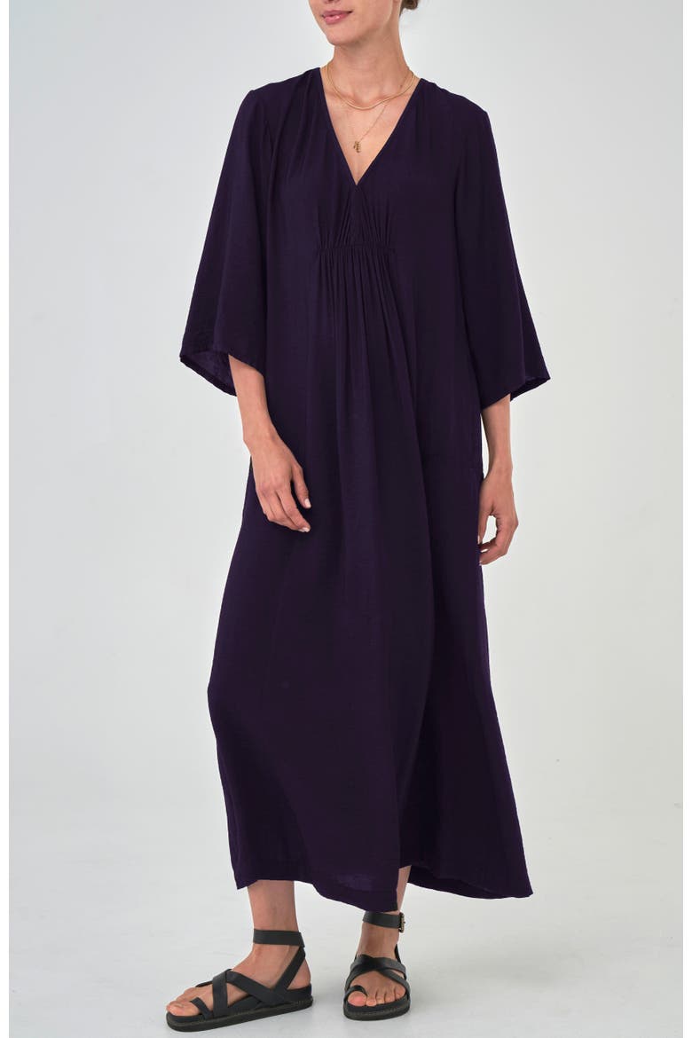 Cupro Rouched Front Caftan, Main, color, Aubergine