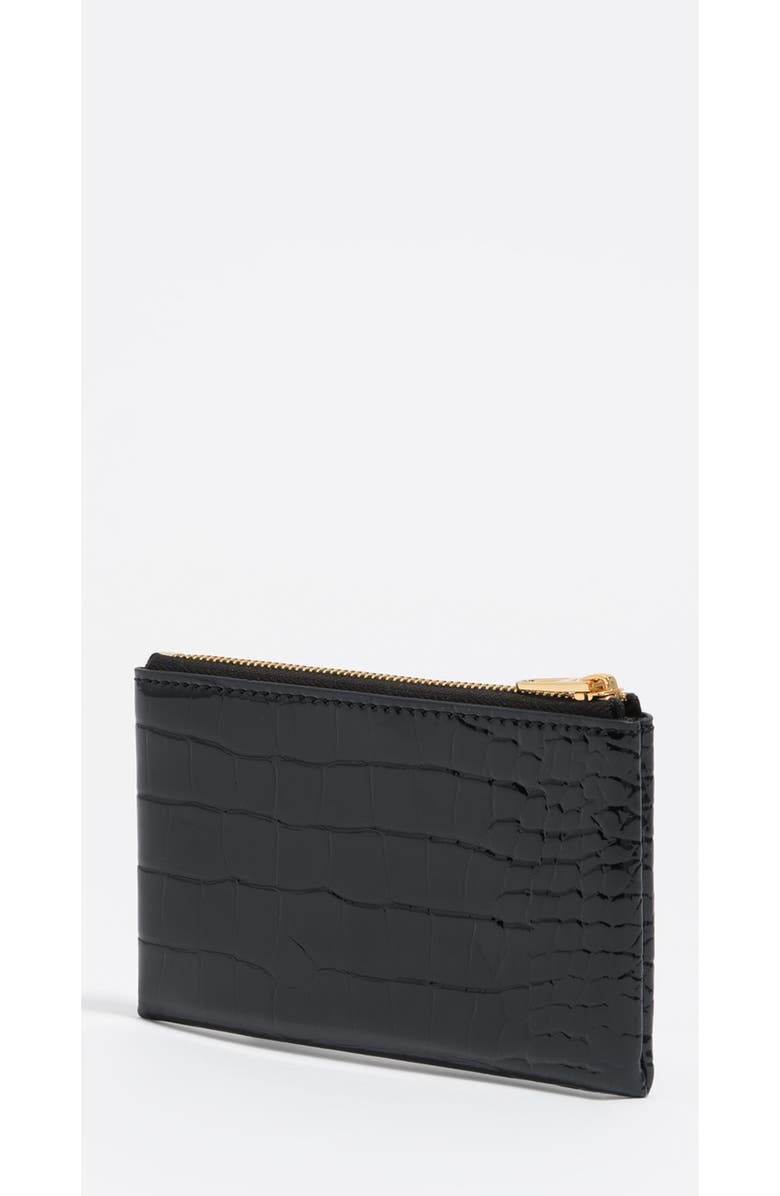 Bimba y Lola Shiny Textured Coin Purse, Alternate, color, Black