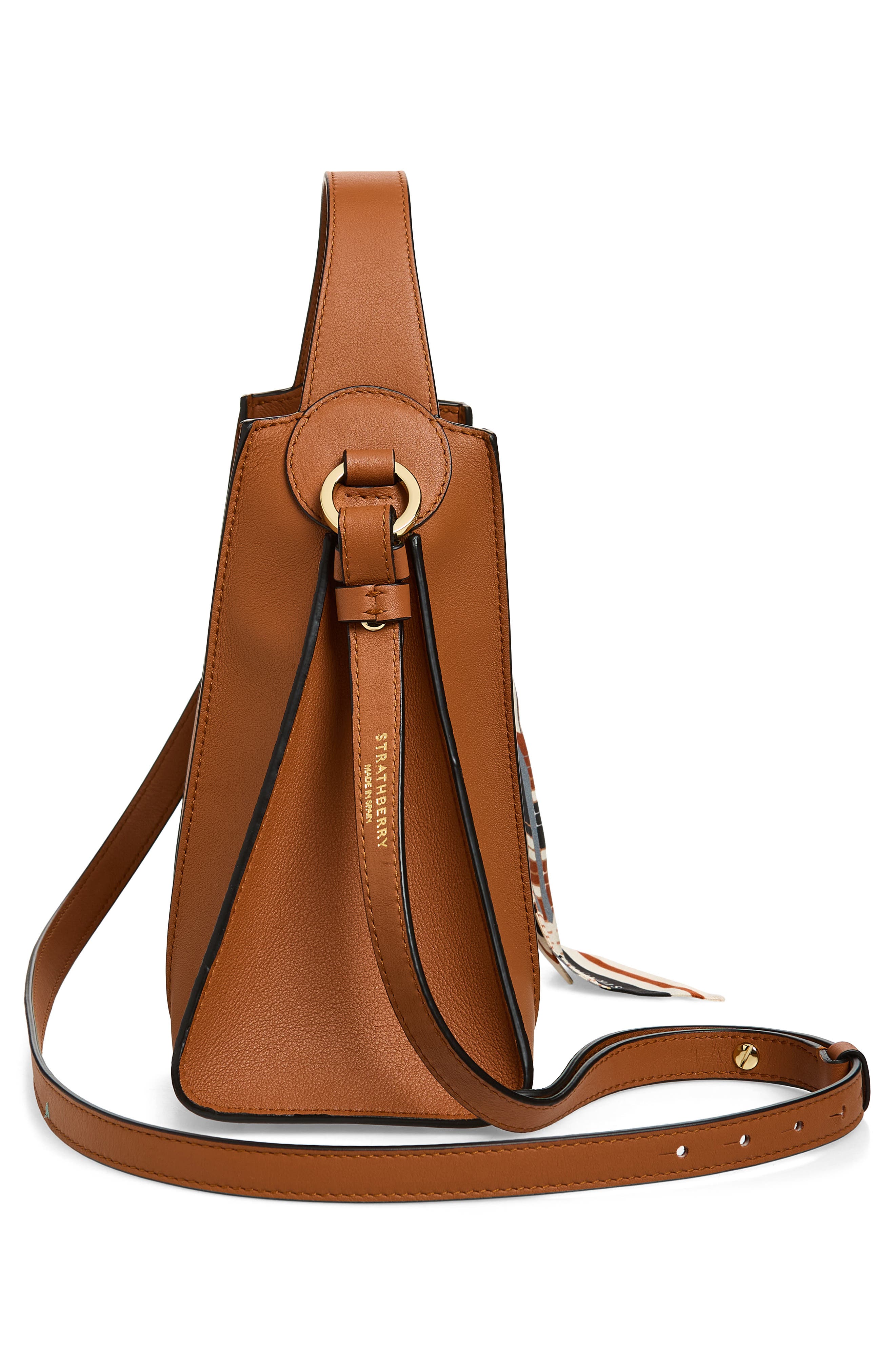 Strathberry Arkshell Leather Top Handle Bag, Alternate, color, Chestnut