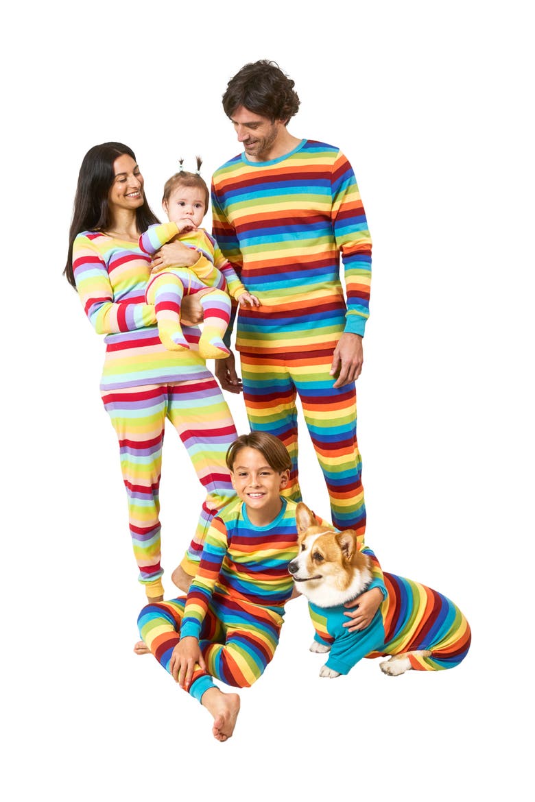 Colorful Stripe Pajama Set, Alternate, color, NONE