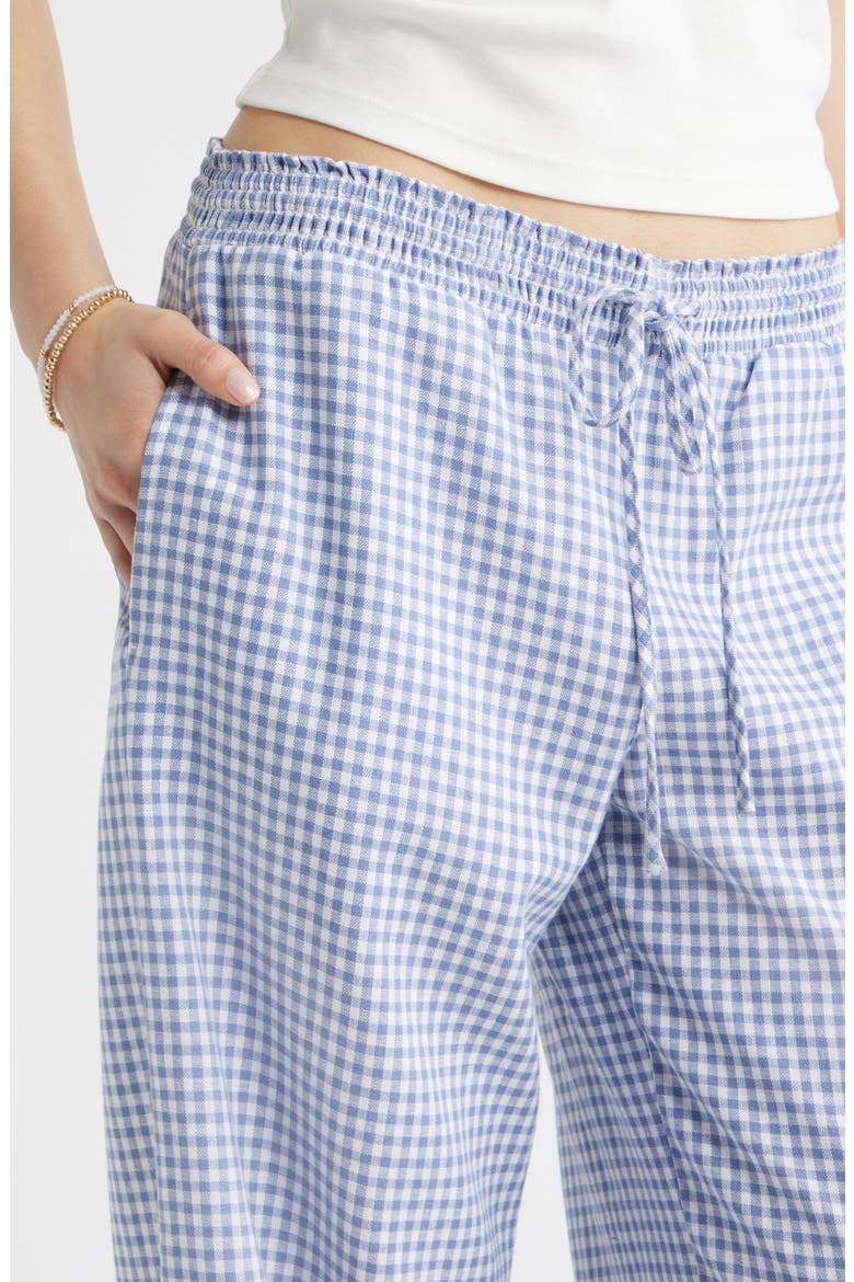 Linen Blend Beach Pants, Alternate, color, BLUE- WHITE DEMI GINGHAM