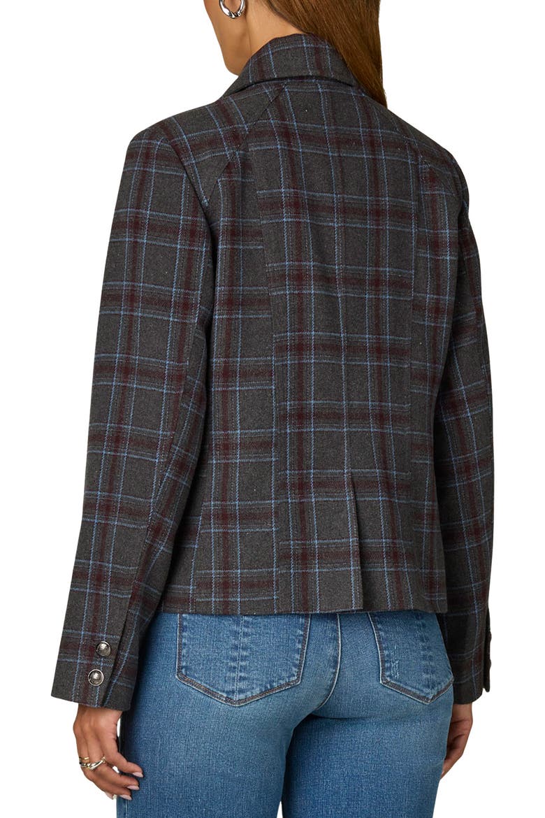 Plaid Military Blazer, Alternate, color, STEEL GREY/ SKY BLUE