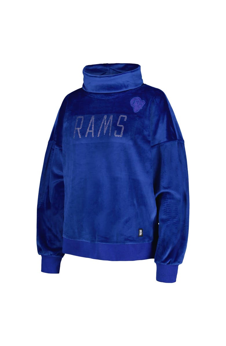 DKNY SPORT Women's DKNY Sport  Royal Los Angeles Rams Deliliah Rhinestone Funnel Neck Pullover Sweatshirt, Alternate, color, Royal