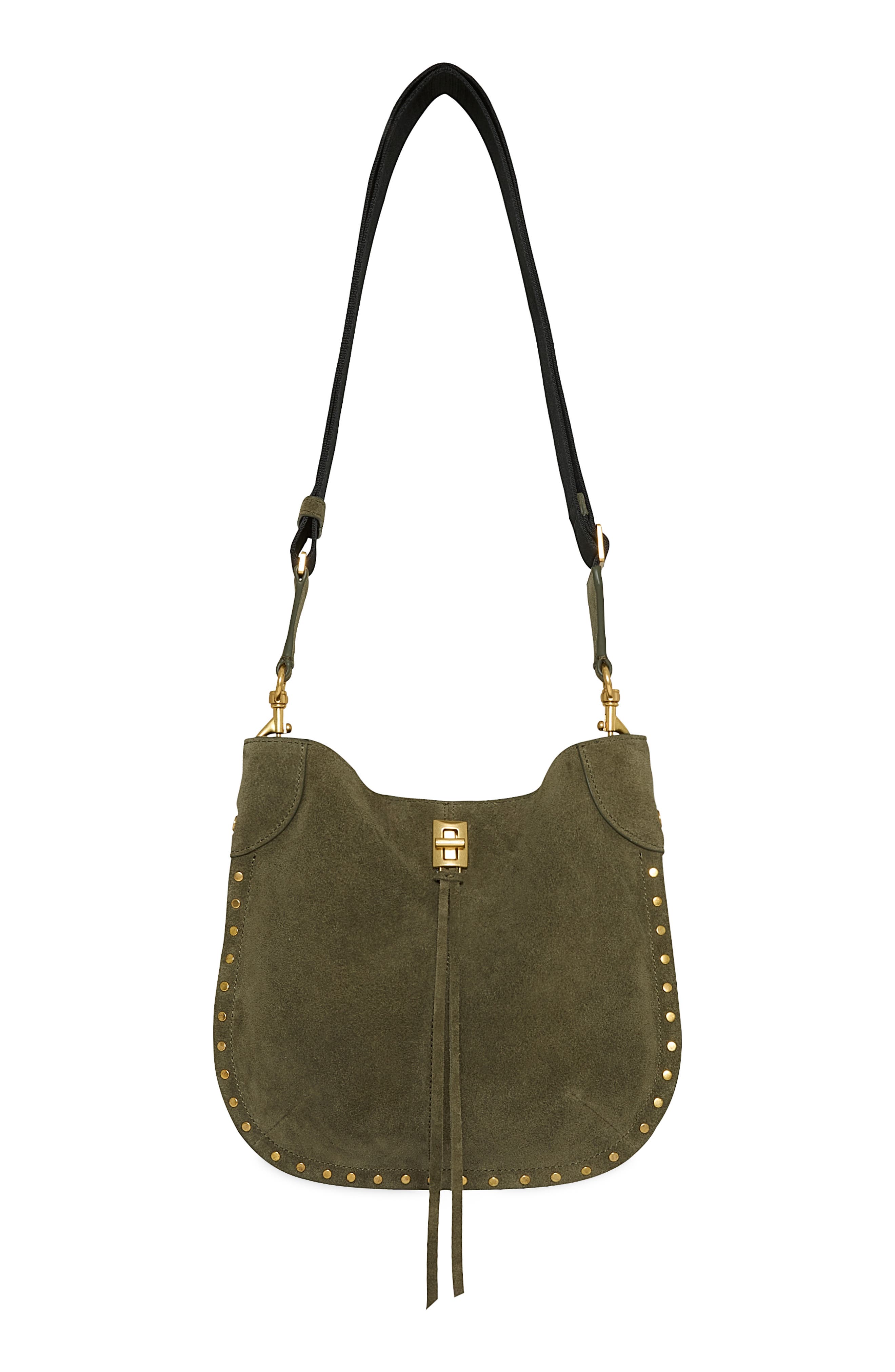 Darren Slim Leather Crossbody, Main, color, OLIVE