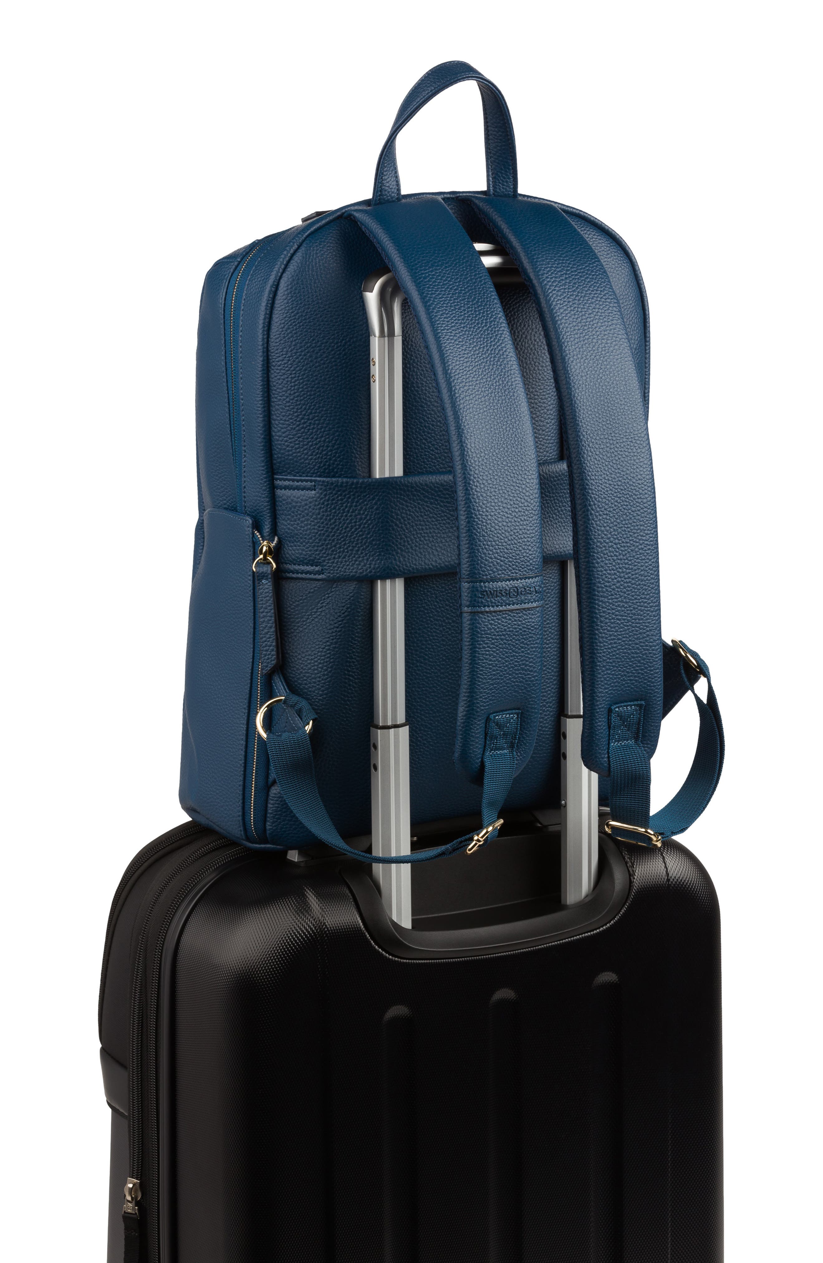 SWISSGEAR 9901 Faux Leather Laptop Backpack, Alternate, color, Navy