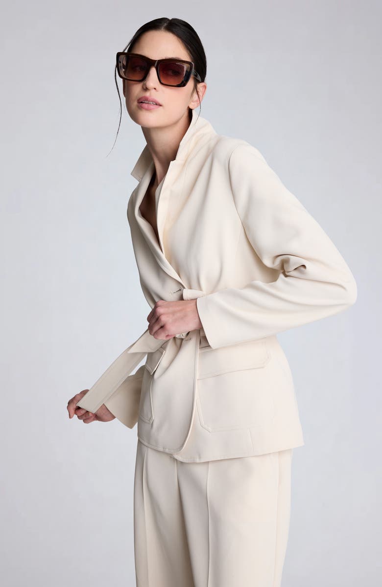 Kenneth Cole Vision Belted Stretch Twill Jacket, Alternate, color, Oyster