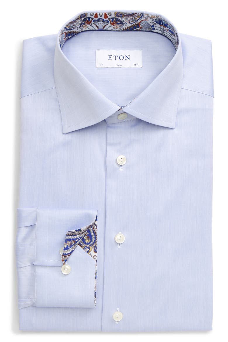 Slim Fit Solid Dress Shirt, Main, color, BLUE
