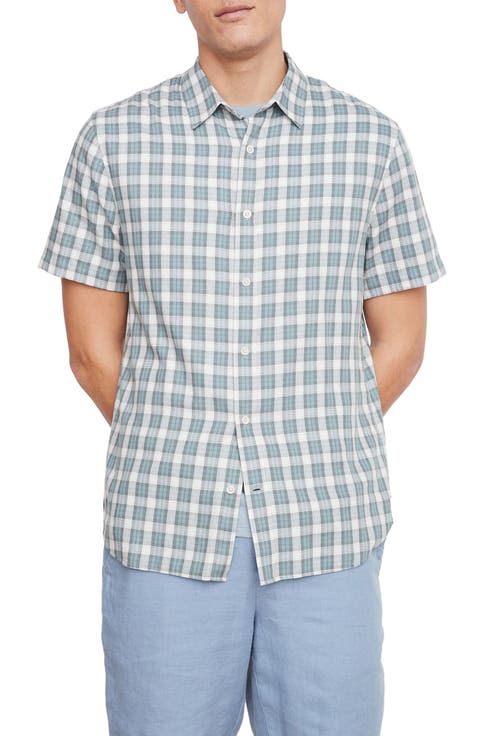 Cannes Plaid Short Sleeve Button-Up Shirt
