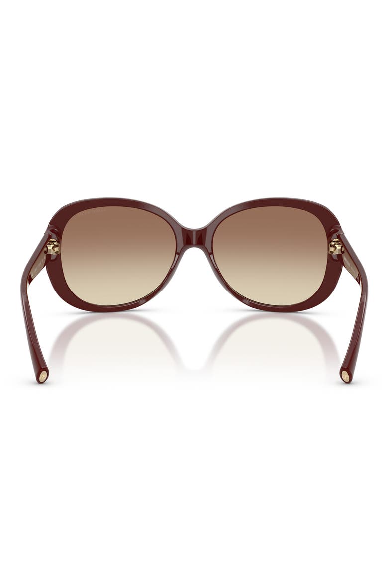 56mm Round Sunglasses, Alternate, color, BURGUNDY / BROWN GRADIENT