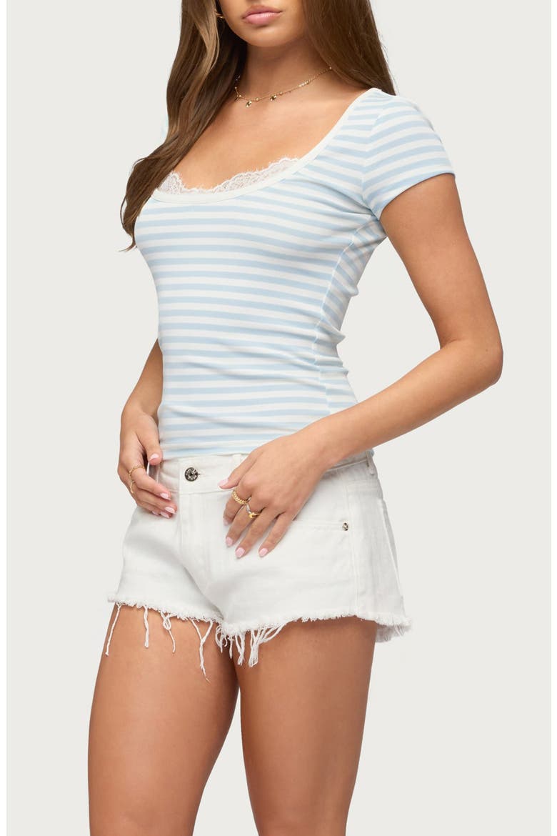 Layered Lacey Stripe T-Shirt, Alternate, color, LIGHT-BLUE
