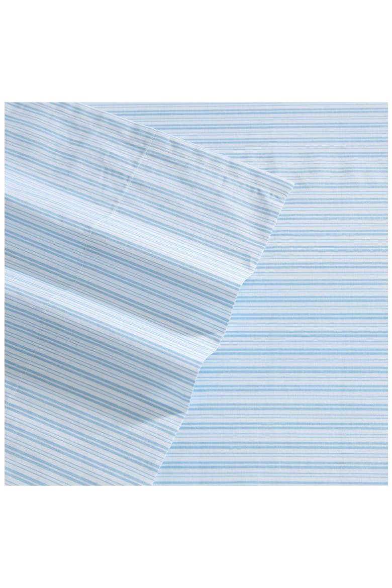 Bedford Stripe 200 Thread Count Cotton Sheet Set, Alternate, color, LIGHT BLUE