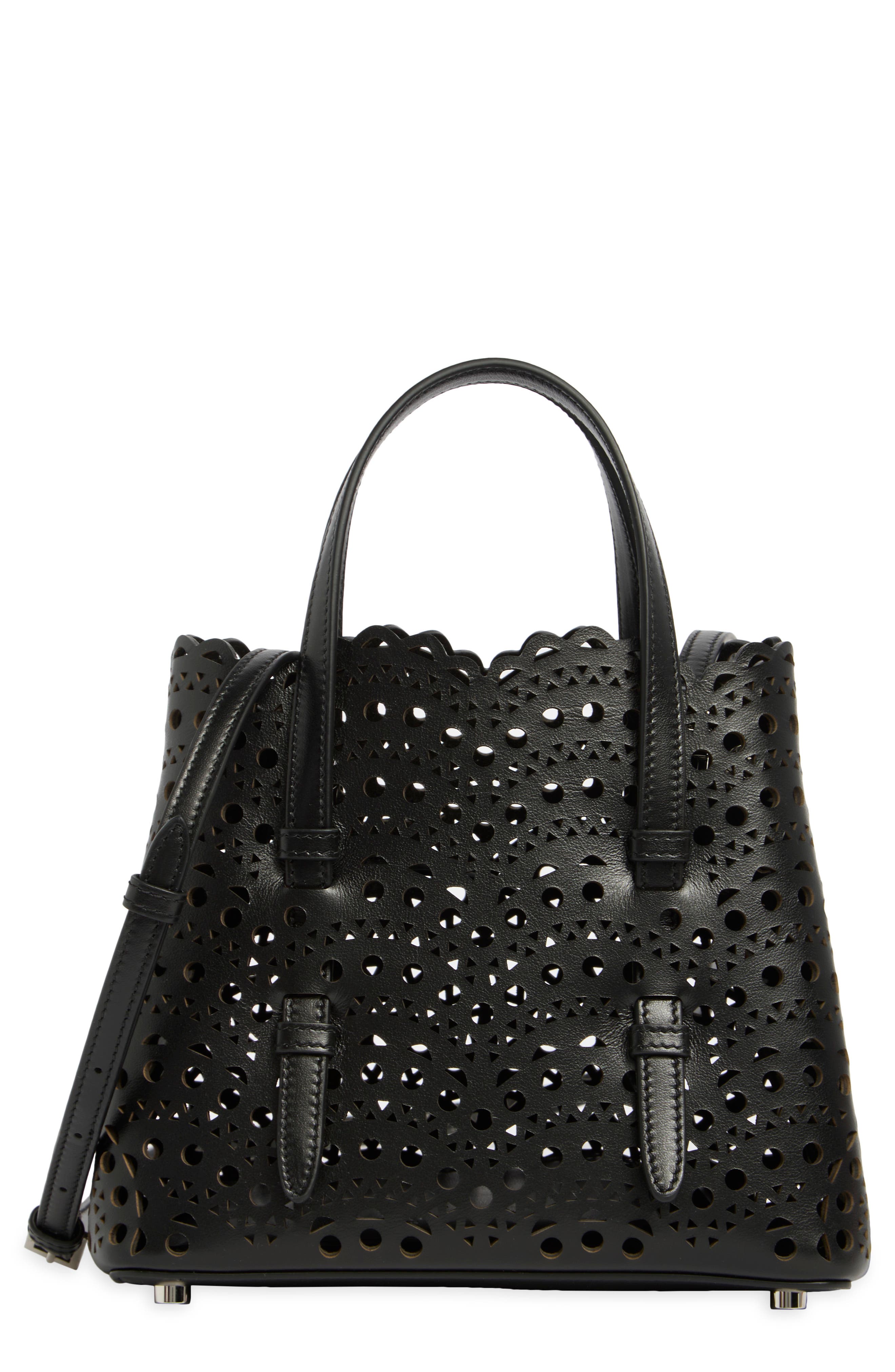 Mina Leather Top Handle Bag, Main, color, NOIR 999