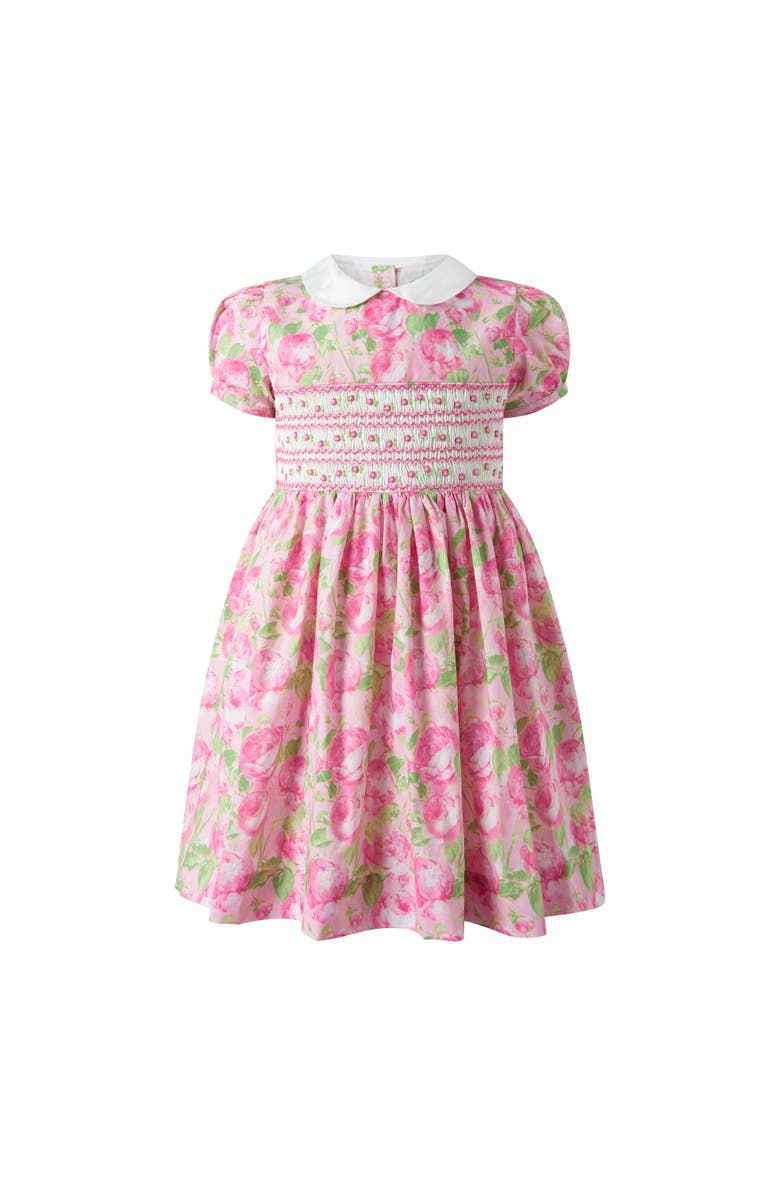Rachel Riley Classic Rose Smocked Dress, Main, color, Pink