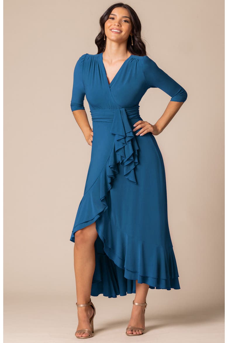 Veronica Ruffle Evening Gown, Alternate, color, Aegean Blue