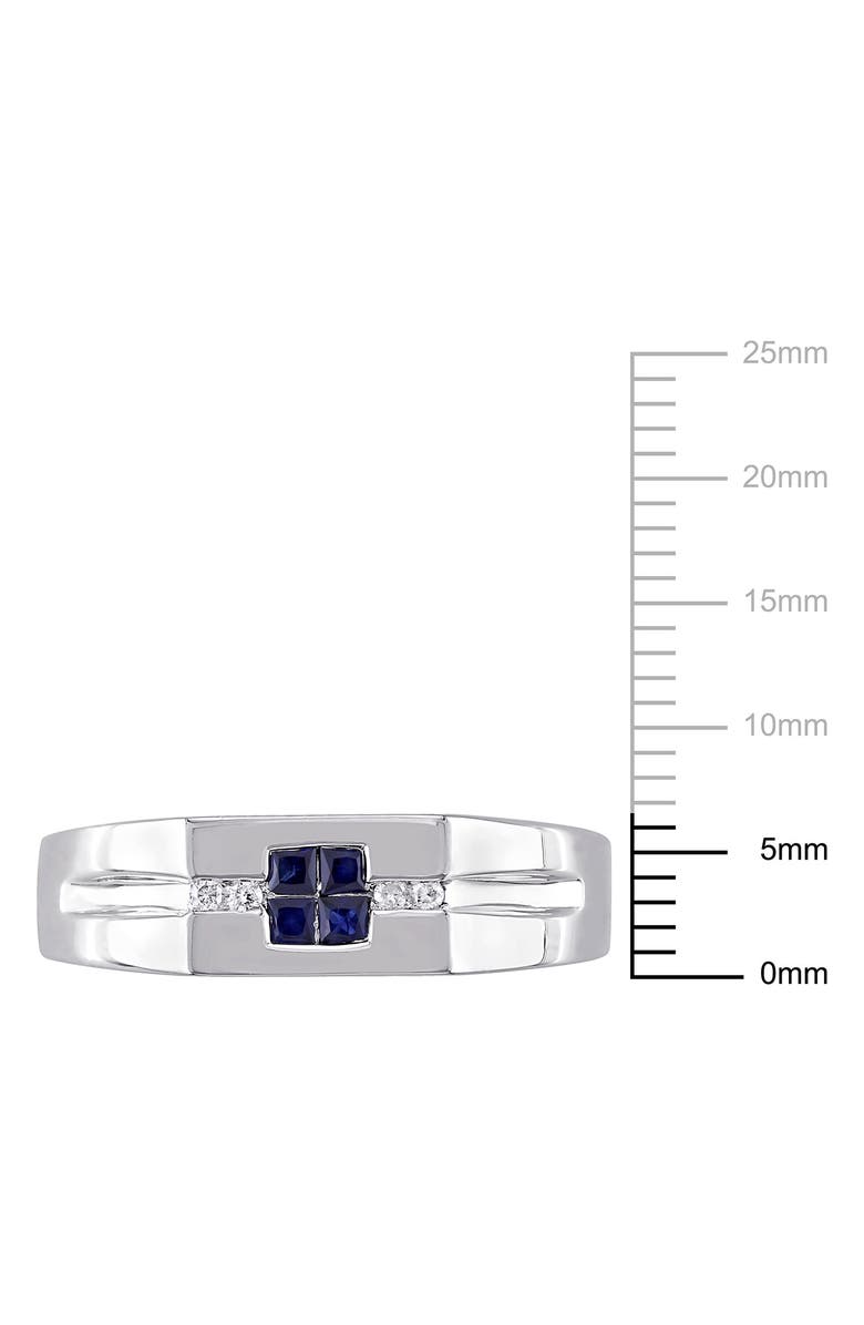 DELMAR Men's Sterling Silver Blue Sapphire & Diamond Square Ring - 0.05 ctw., Alternate, color, Blue