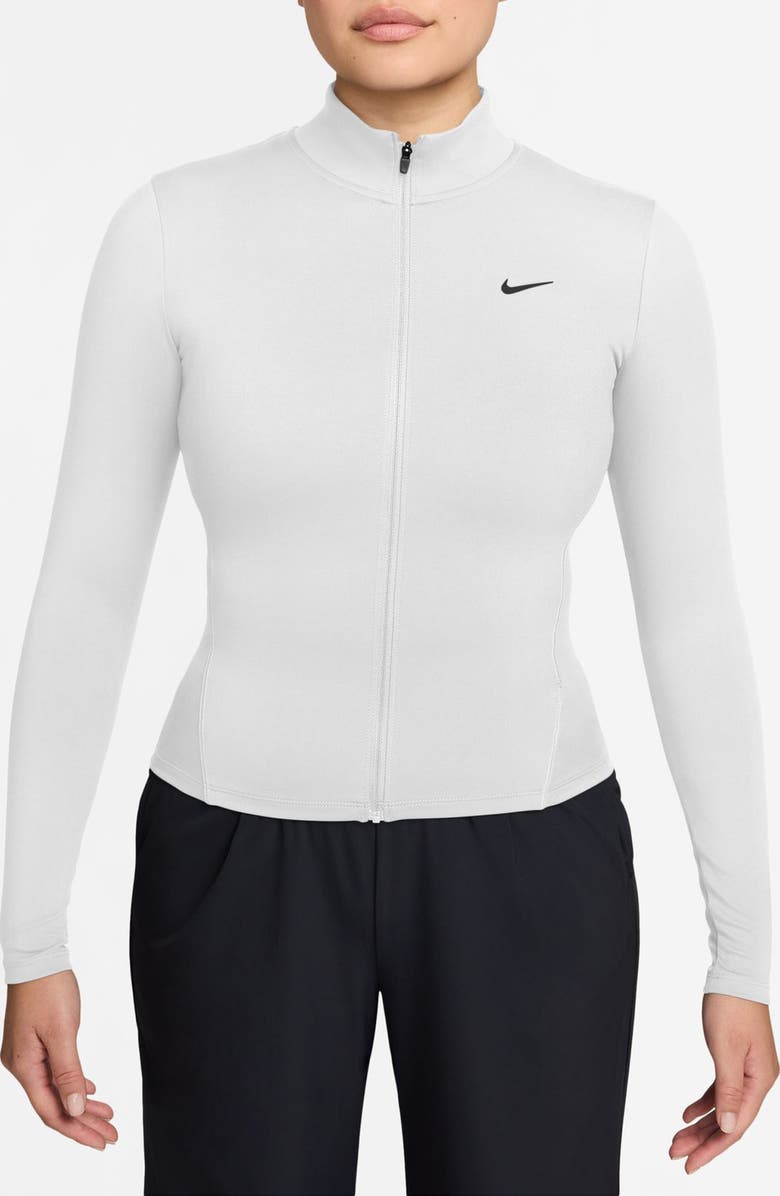 Nike One Fitted Dri-FIT Full-Zip Jacket, Main, color, White/ Black