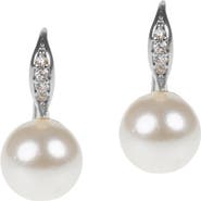 CZ by Kenneth Jay Lane Pavé CZ & Faux Pearl Drop Earrings
