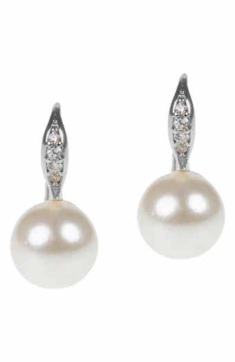 CZ by Kenneth Jay Lane Pavé CZ & Faux Pearl Drop Earrings