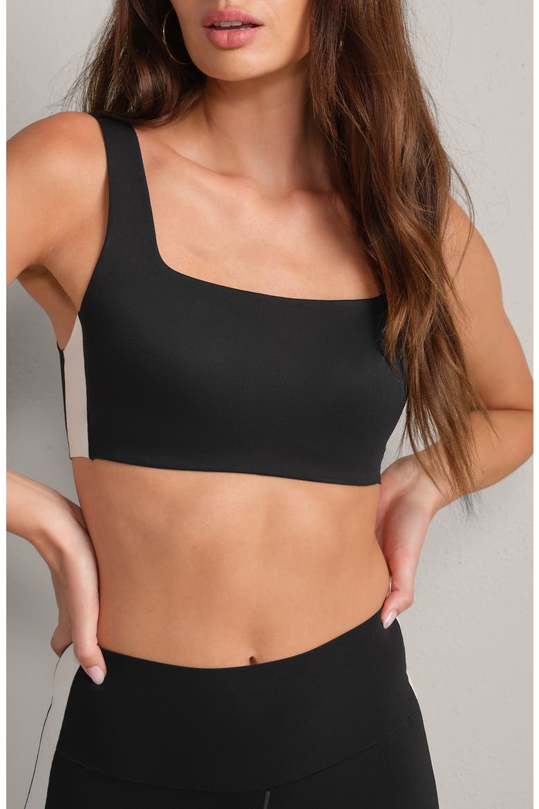 ReviveForm Colorblock UPF 50+ Sports Bra, Main, color, BLACK