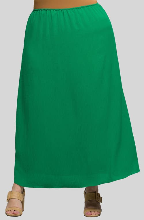 24seven Comfort Apparel Plus Size Elastic Waist A-line Maxi Skirt In Green