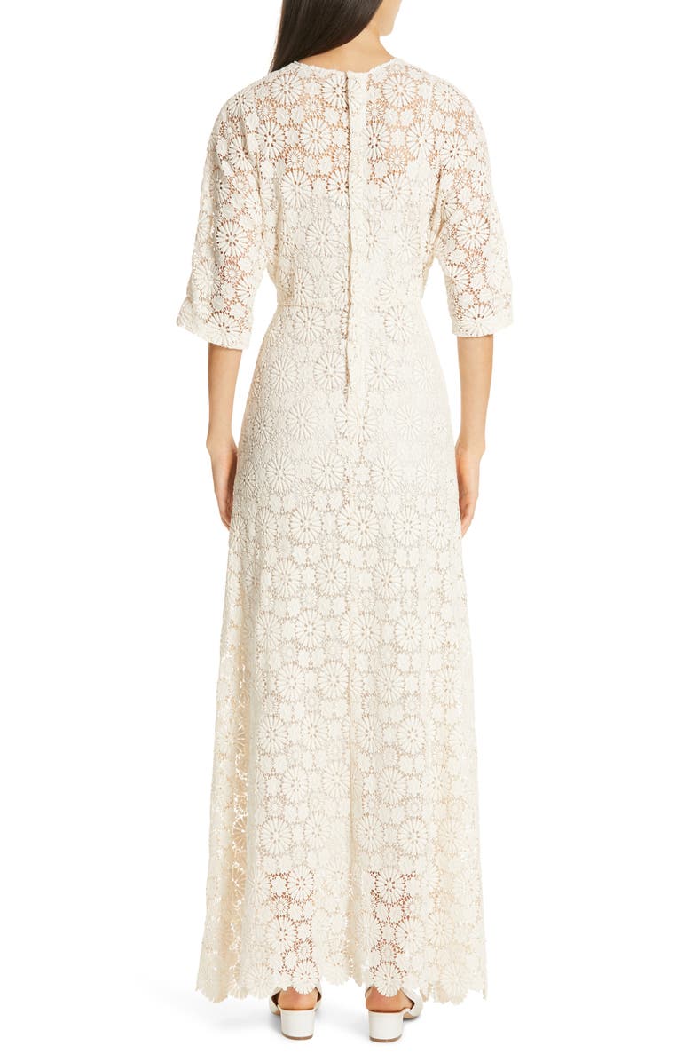 Mansur Gavriel Guipure Lace Long Sheath Dress, Alternate, color, 