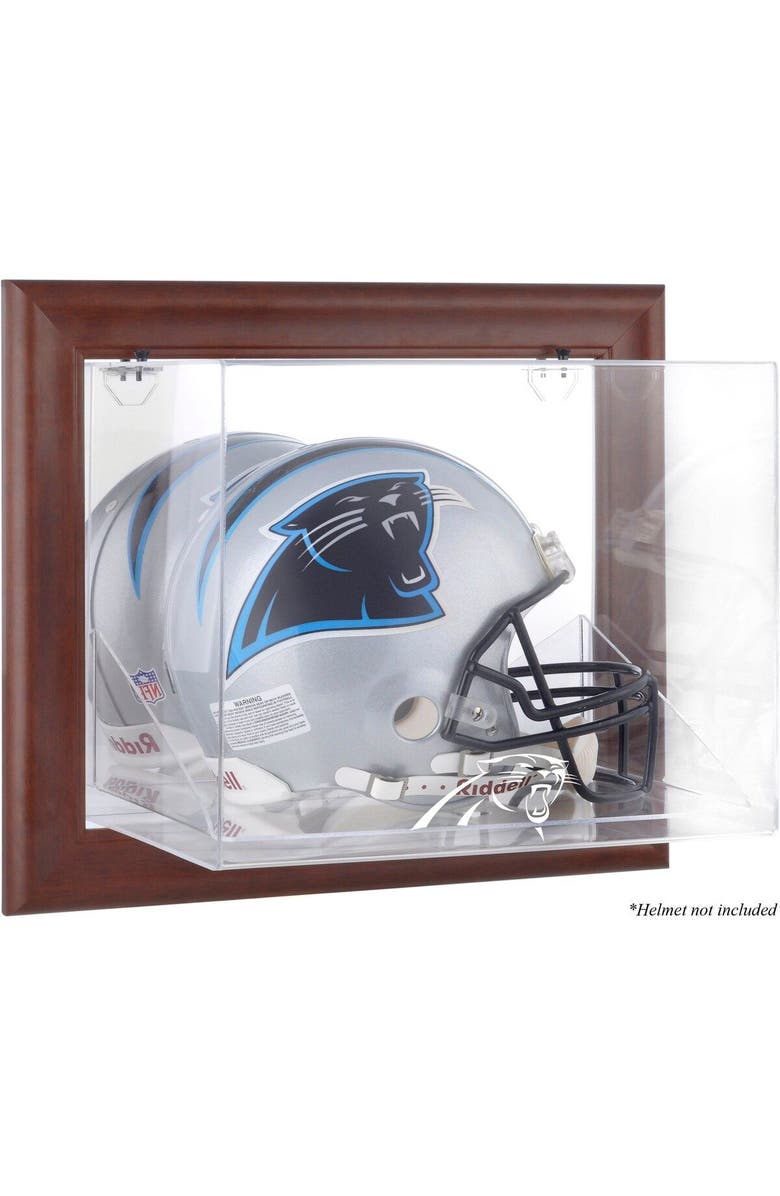 FANATICS AUTHENTIC Carolina Panthers Brown Framed Wall-Mountable Logo Helmet Case, Main, color, 