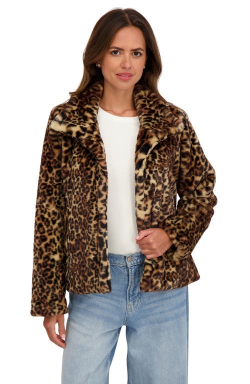 Sebby Short Faux Fur Jacket In Brown