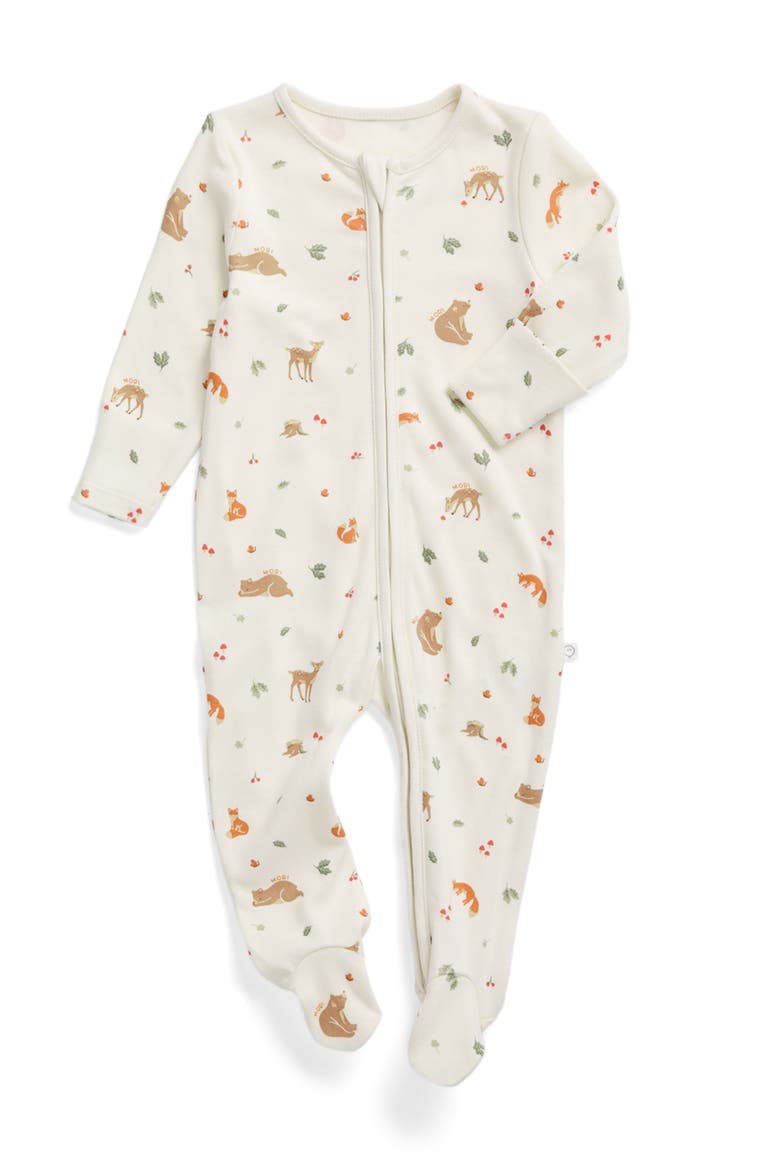 Print Two Way Zip Up Sleepsuit, Main, color, Woodland Tofu