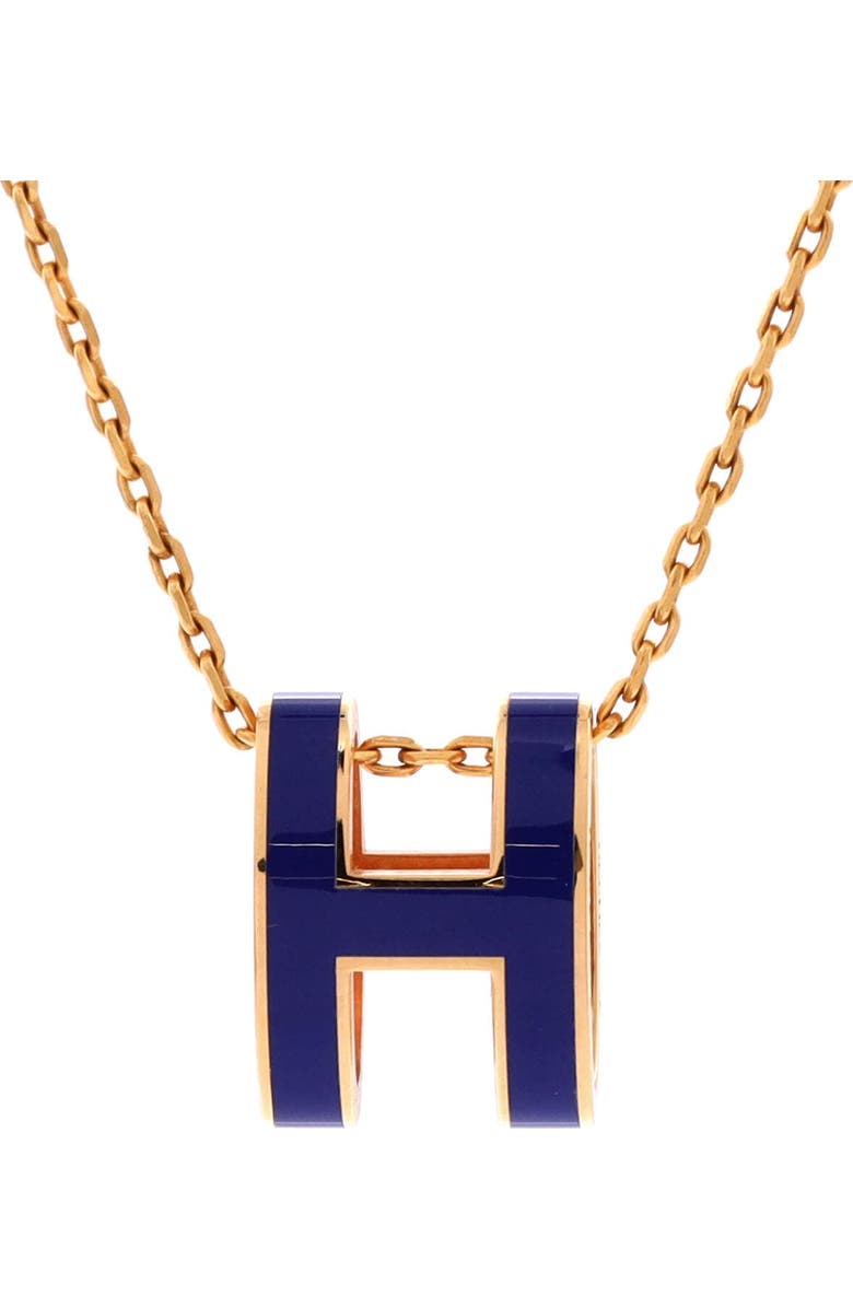Pre-Owned Hermes Pop H Pendant Chain Necklace Metal and Enamel, Main, color, Blue