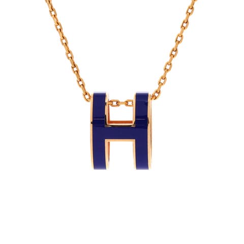 Pop H Pendant Chain Necklace Metal and Enamel