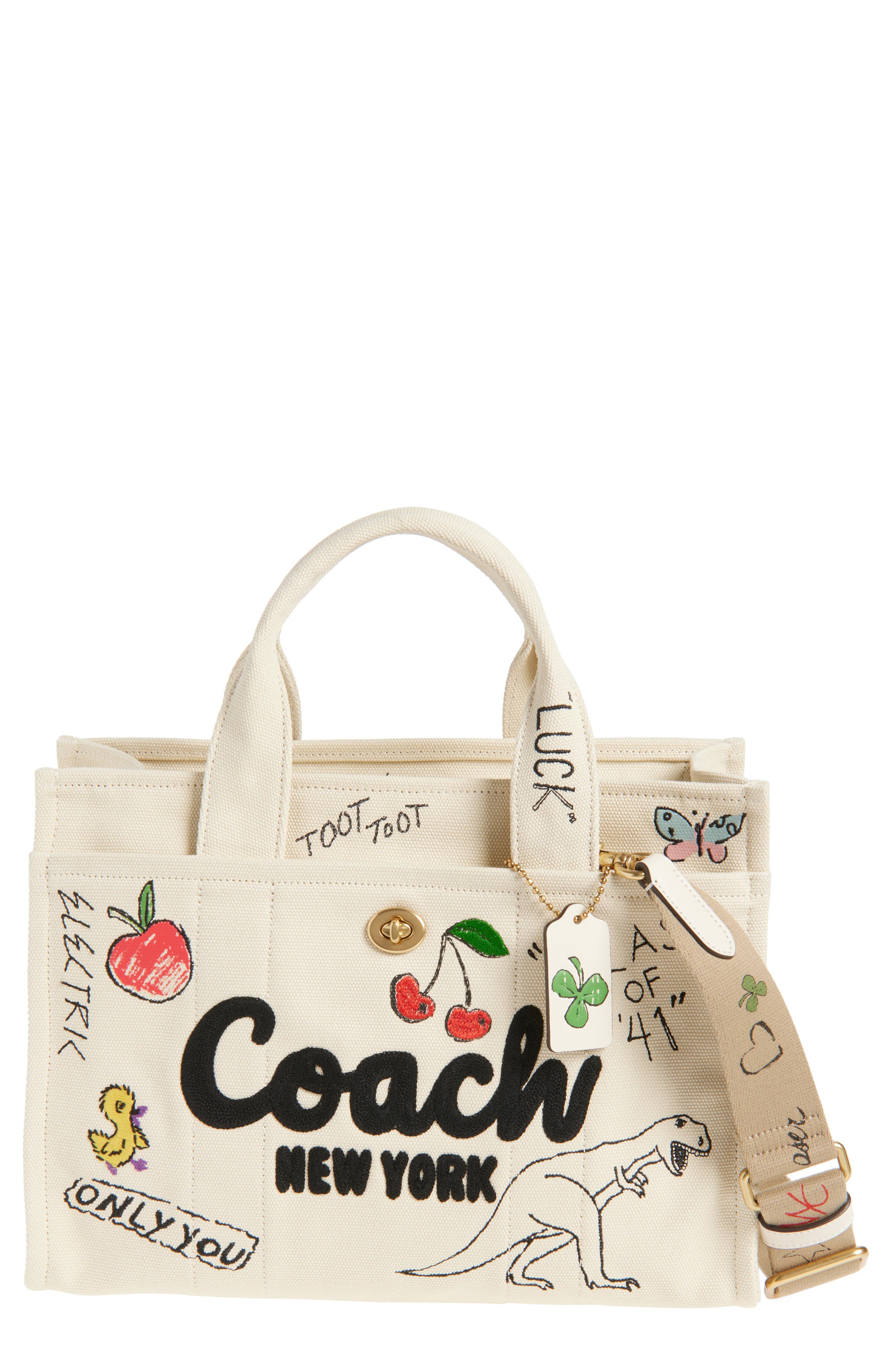 COACH Sketch Print Cotton Canvas Cargo Tote, Main, color, 