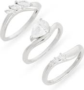 NORDSTROM RACK Set of 3 Cubic Zirconia Wavy Rings