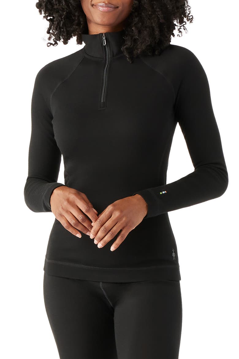 Classic Thermal Merino Base Layer Quarter Zip, Main, color, BLACK