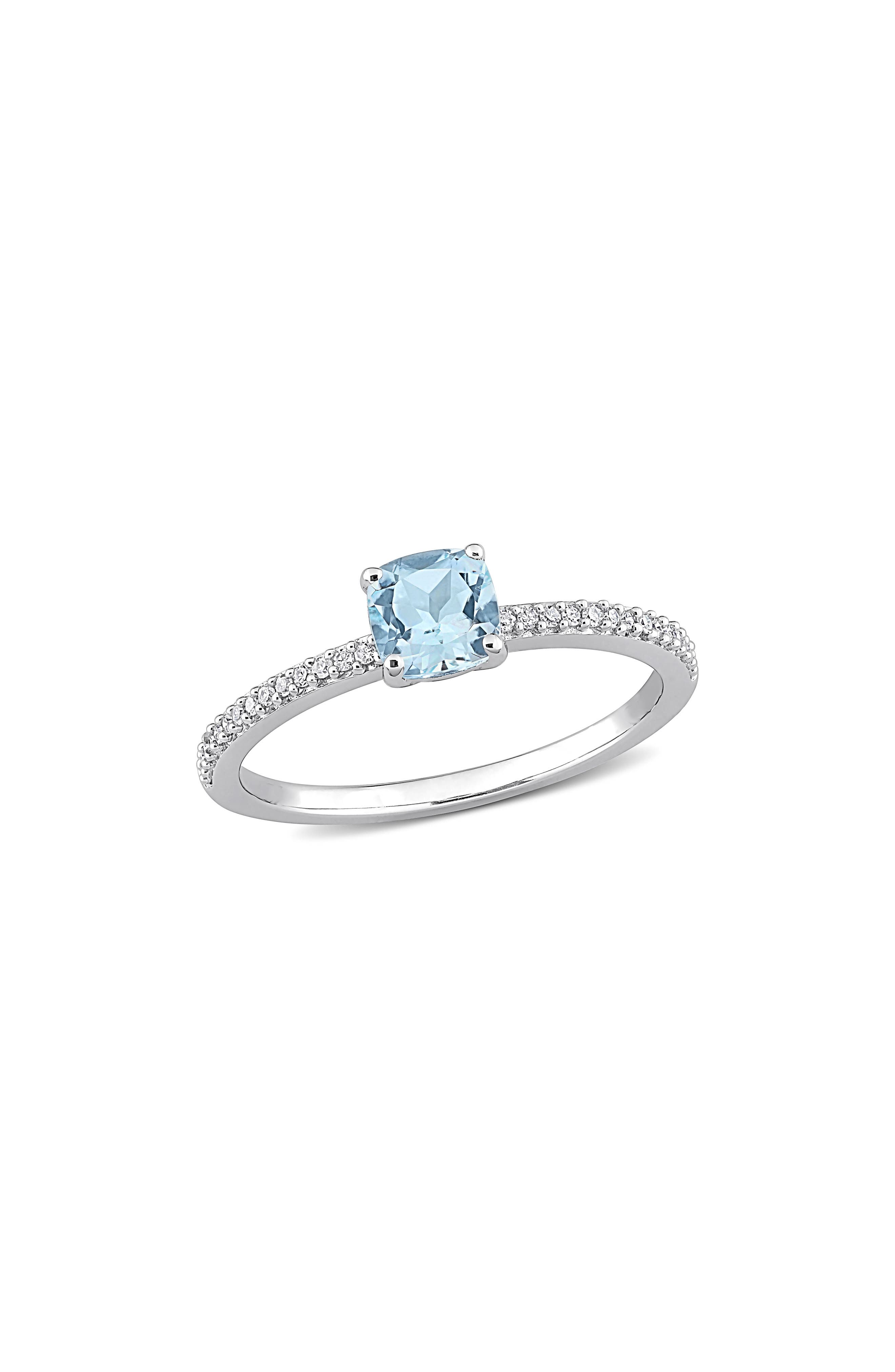 DELMAR Cushion-Cut Sky Blue Topaz & Diamond Ring