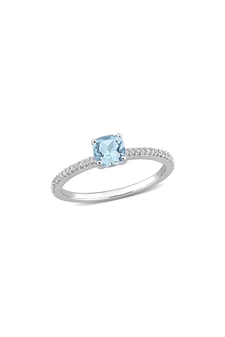 Cushion-Cut Sky Blue Topaz & Diamond Ring, Main, color, BLUE