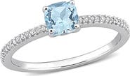 DELMAR Cushion-Cut Sky Blue Topaz & Diamond Ring