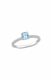 DELMAR Cushion-Cut Sky Blue Topaz & Diamond Ring