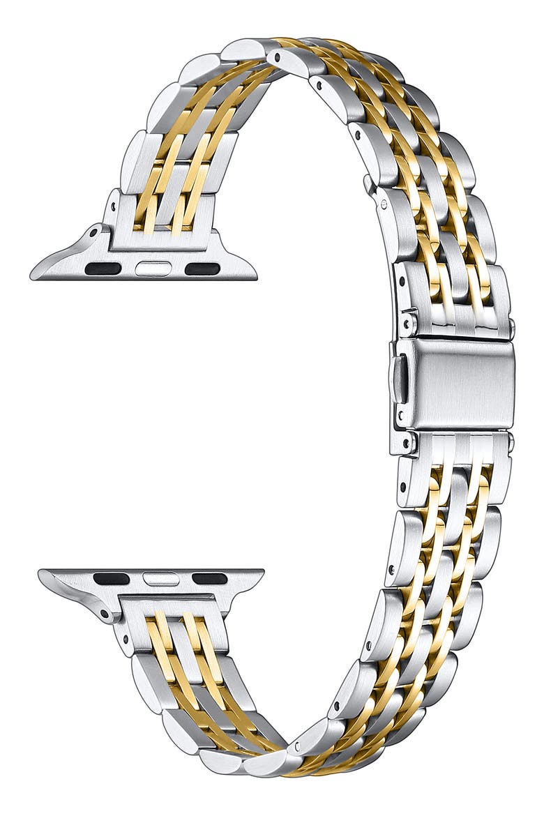 Rainey Skinny Stainless Steel Apple Watch® Watchband, Alternate, color, SILVER/GOLD