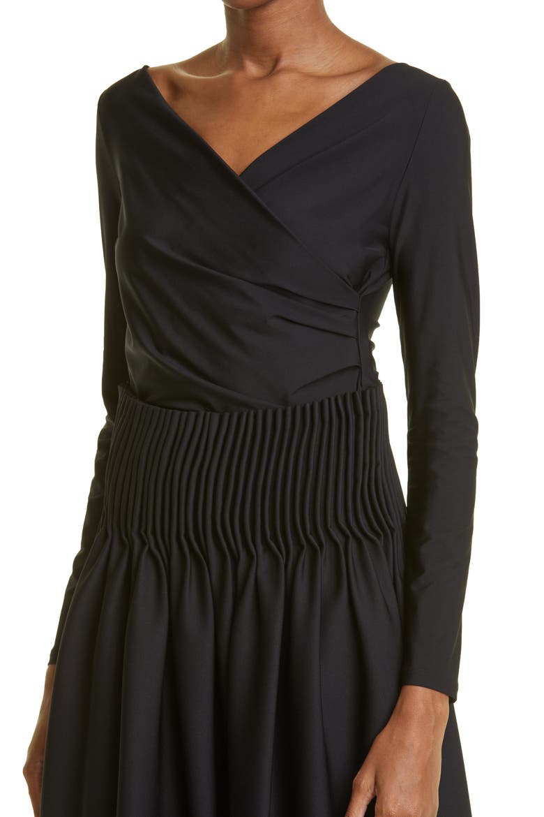 Gardena Surplice V-Neck Long Sleeve Jersey Top, Alternate, color, BLACK